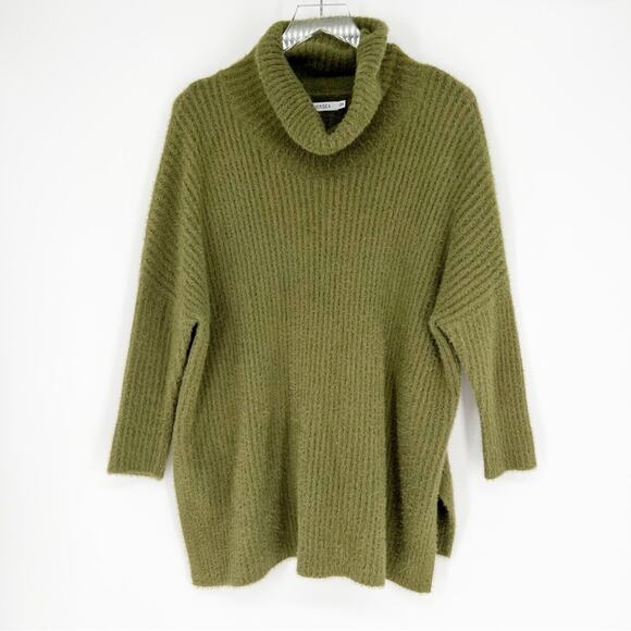 MerSea Chalet Cowl Neck Ribbed Sweater OS Green - Picture 2 of 7